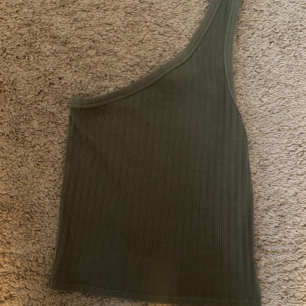 Green one shoulder tank top